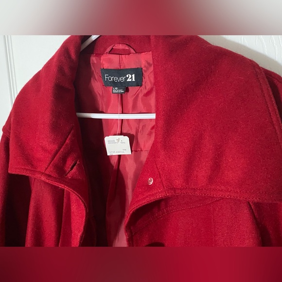 NWT Forever 21 Jacket/Coat Burgundy Red- Wool Blend Size Large - Picture 8 of 13